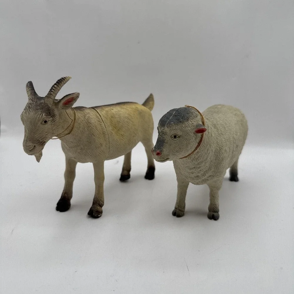 Lot of 2 Vintage Imperial Sheep & Goat Farm Animal 1986 Plastic Toys Figurines